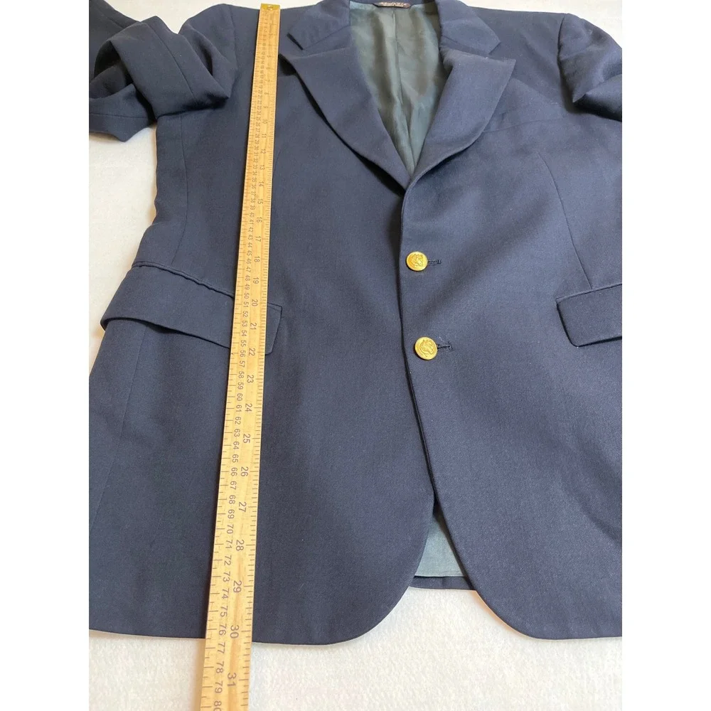 Vintage Barneys New York Country Britches Navy Blue Blazer Gold Buttons 42R USA